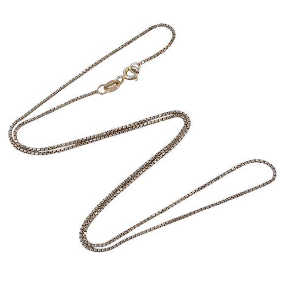 Vintage Italy Sterling Silver 925 Box Chain Necklace 18" - Picture 1 of 3